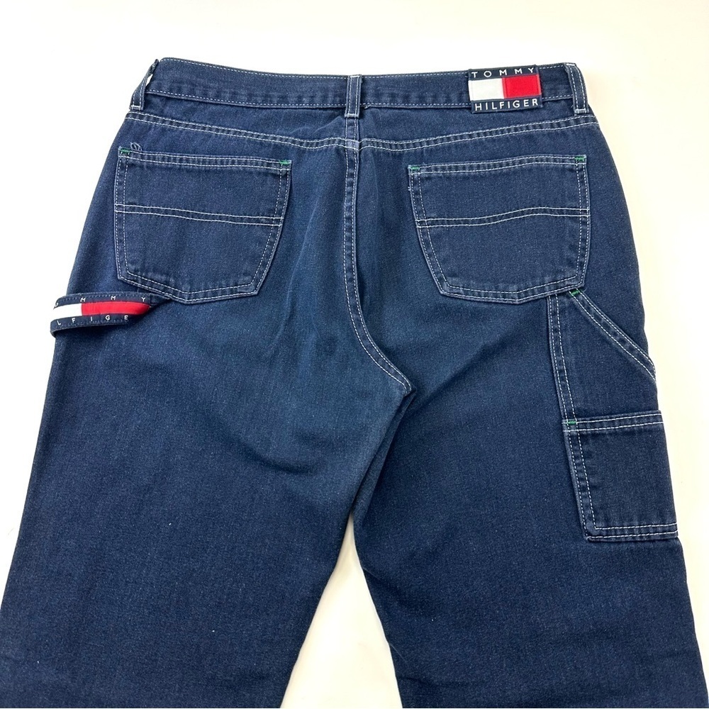 90s Vintage Hilfiger men denim carpenter jeans Size 32in Inseam 31.5in - Picture 2 of 15